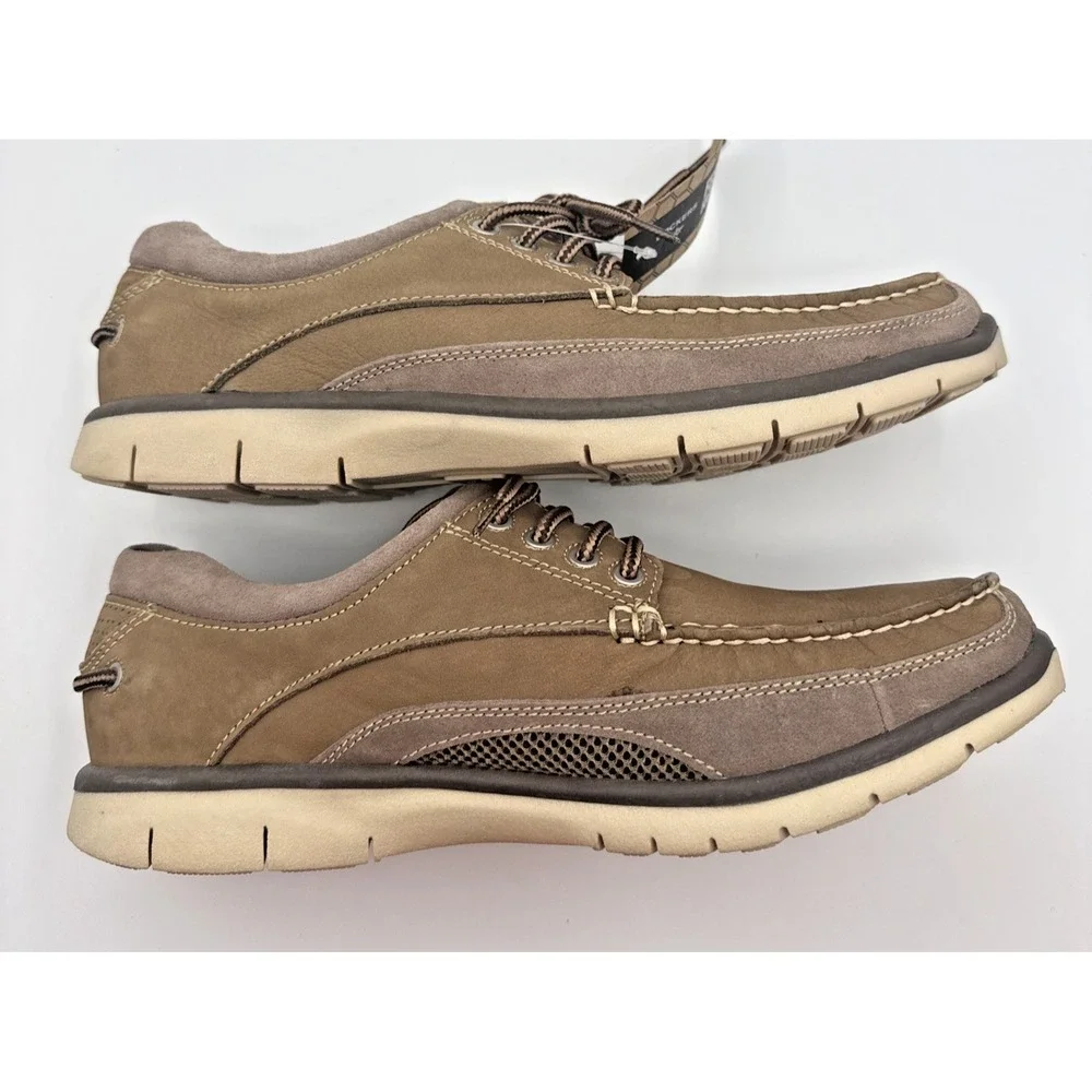 Dockers Men Brown Lace Up Boat‎ Shoes Size  9.5 Tan Laces Fusion Footbed